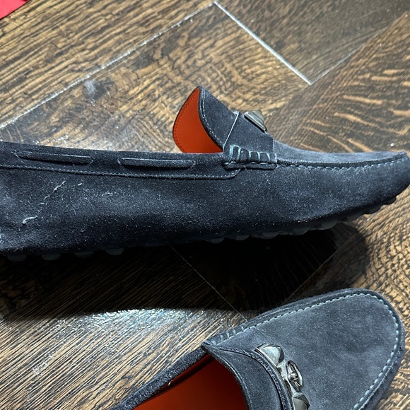 Hermes Black Suede Slip-On Loafers with Silver Bit main image 15